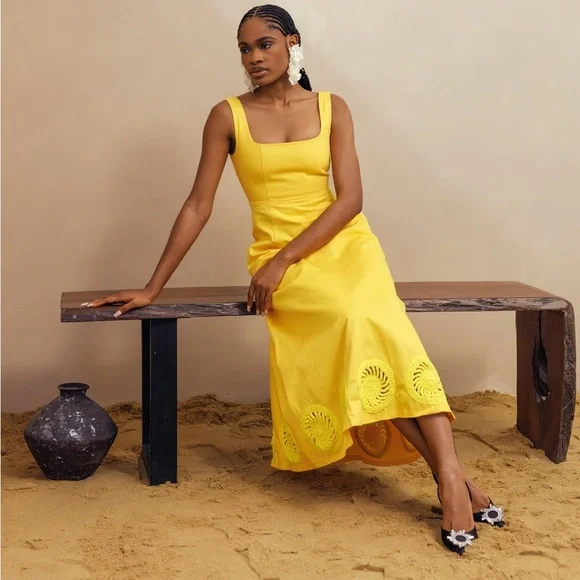 Elexiay Kwara Dress in Yellow $395 Size Medium - Picture 5 of 12